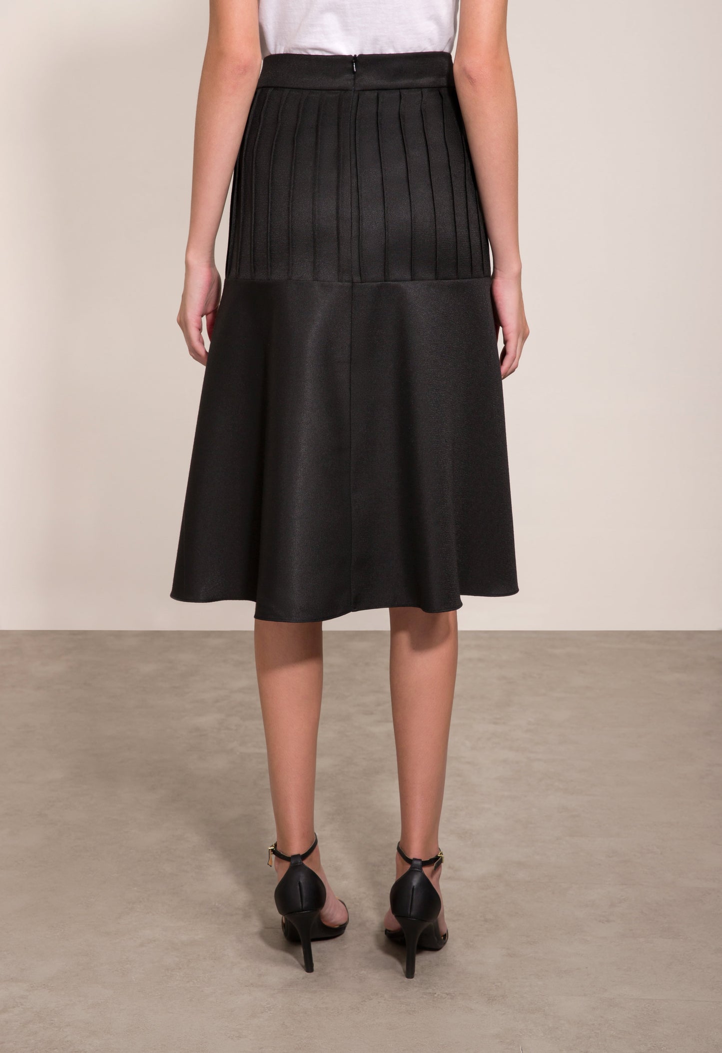 Black Cotton Suiting Skirt